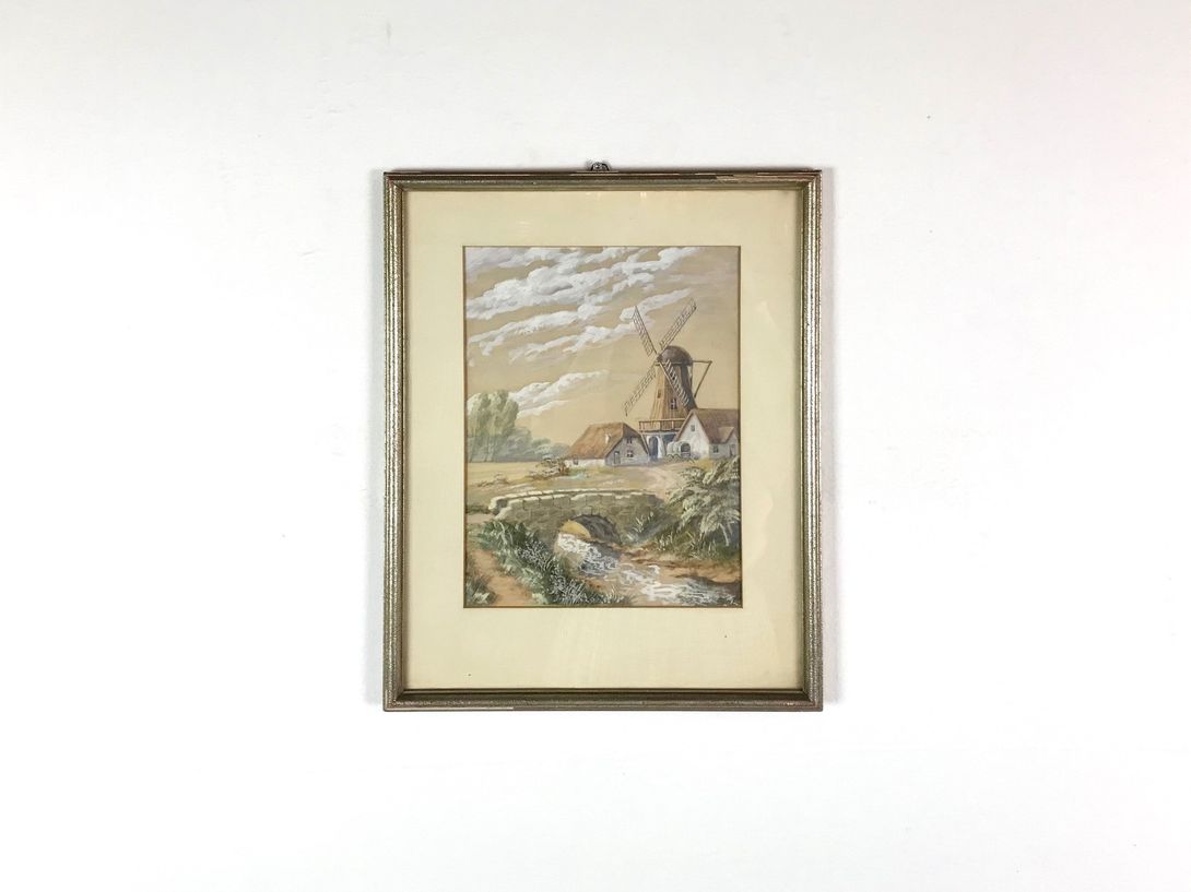 Foto Painting of a Windmill by the River 11A3