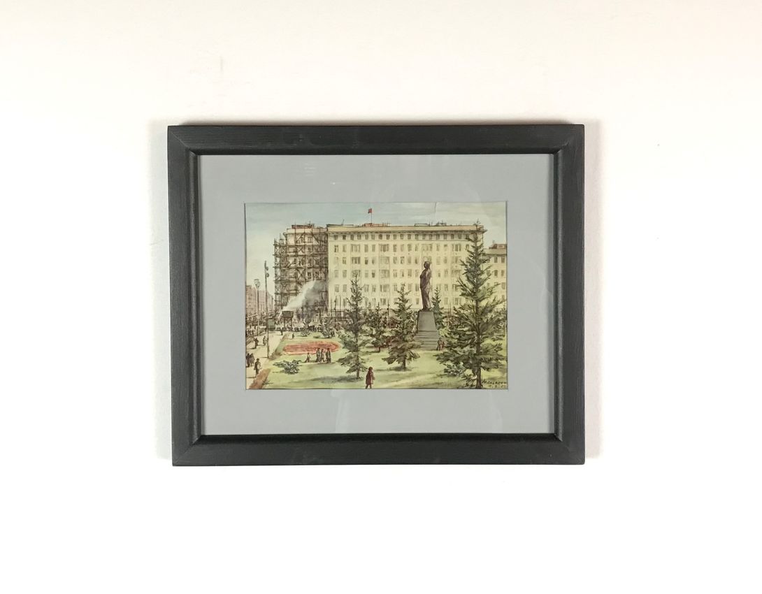 Foto Aquarell Painting of Stalin Statue at Stalinallee 16A11