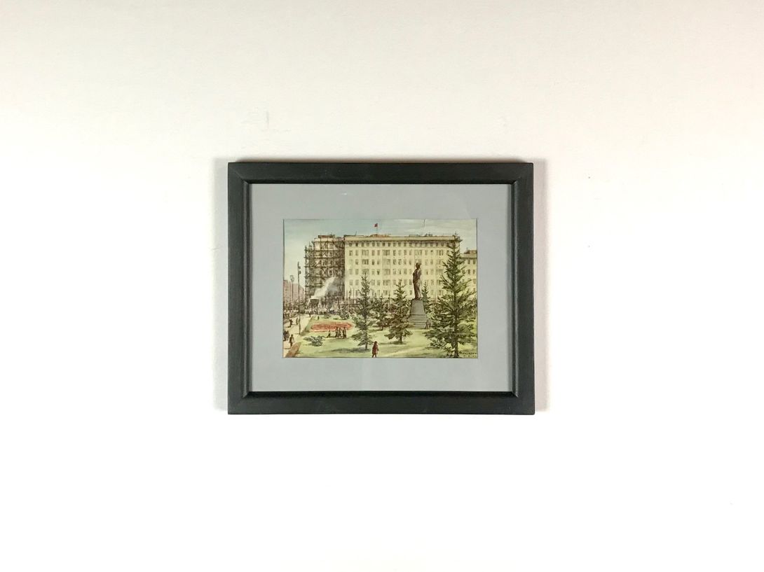 Foto Aquarell Painting of Stalin Statue at Stalinallee 16A11