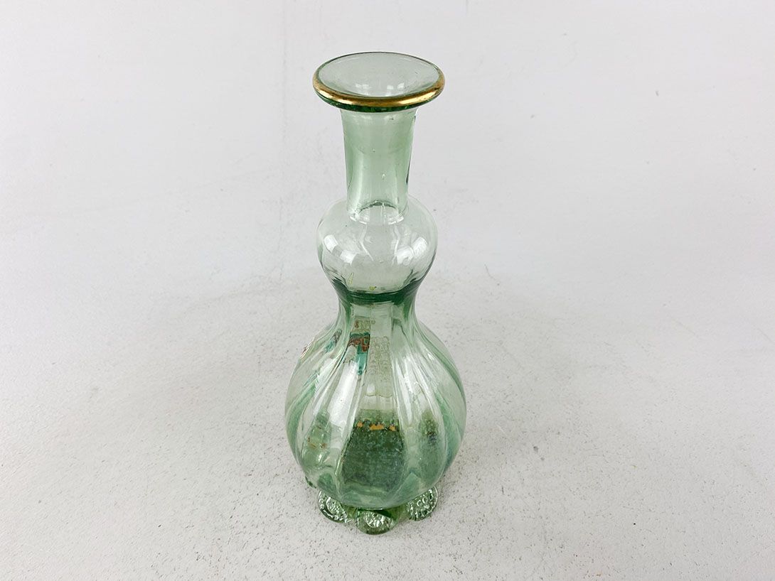 Foto Green Glass Vase with Girls Playing Tennis h27