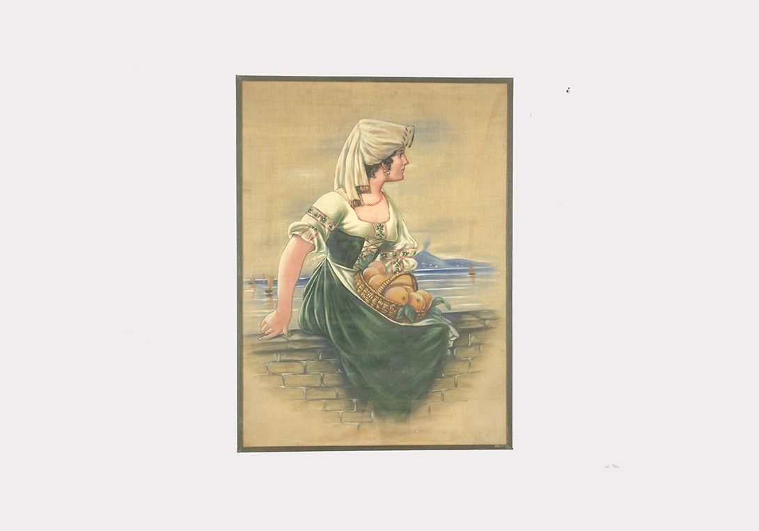 Foto Girl in National Dress Bay of Naples 1900 h75x55 31C4
