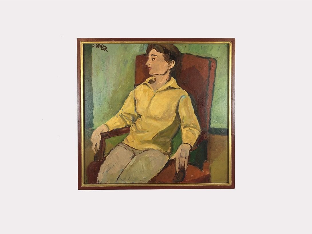 Foto Oil Painting Portrait Contemplative Woman in a Chair Berlin 1953 h76x78 31A11