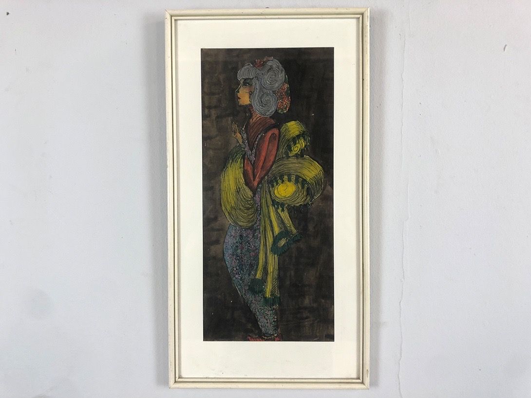 Foto Watercolor Painting Of a Modern Geisha Black 12A18