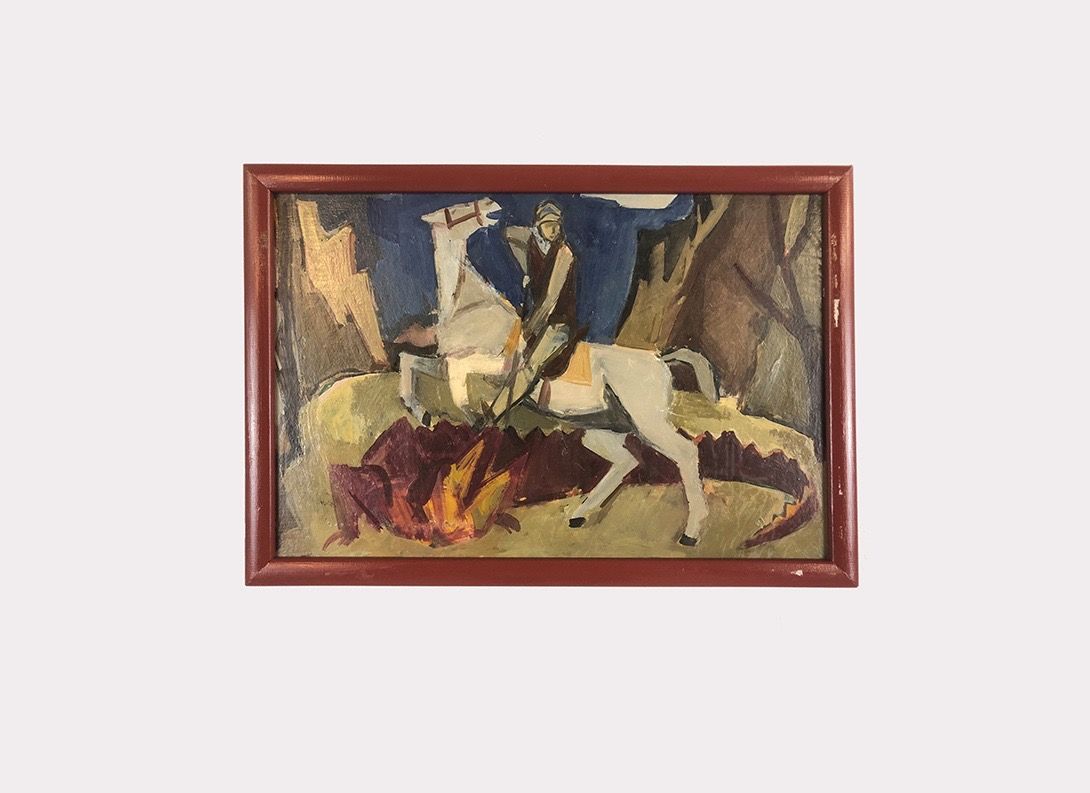 Foto Knight on Horse Taming a Reptile h34x49 26C3