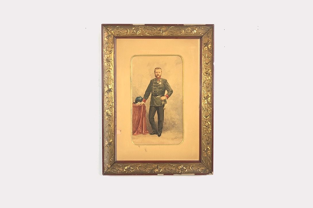 Foto Golden Framed Print of a Watercolor of a Prince 1904 h90x67 35C3