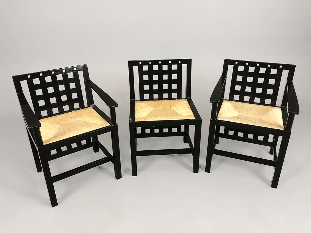 Foto Black Chair with Basket Seat Mackintosh Most 0064