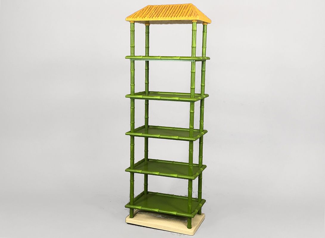 Foto Plastic Shelf Hight-Adjustable Bamboo Look //