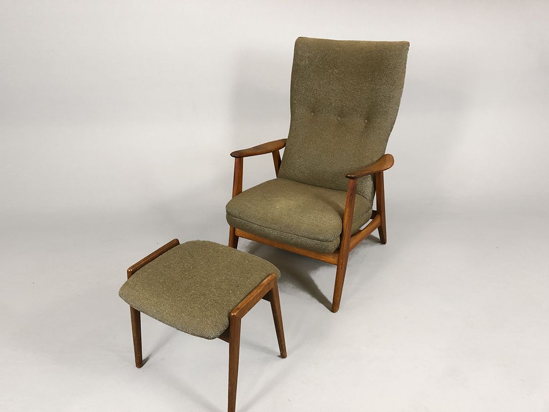 Foto Footrest with Olive Green Upholstery