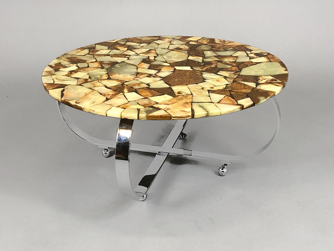 Foto Round Coffee Table with Mosaic Surface h50x100