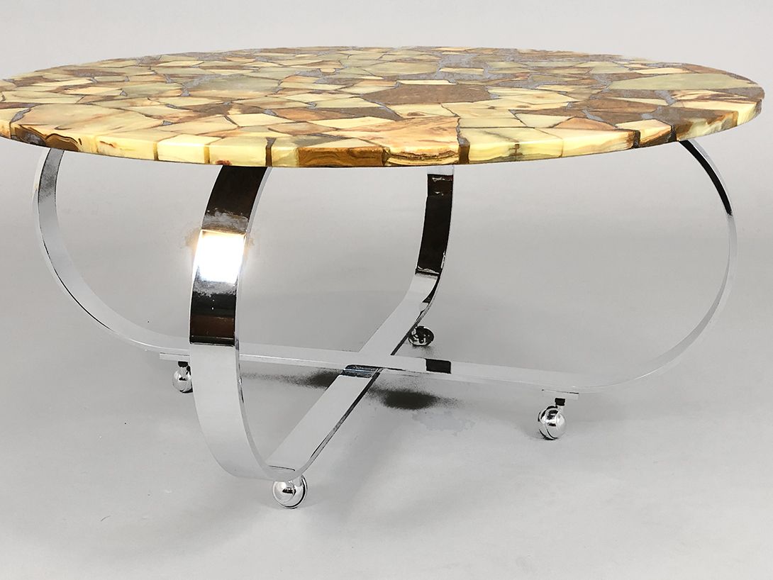 Foto Round Coffee Table with Mosaic Surface h50x100