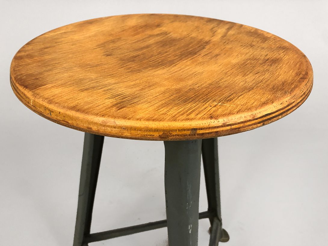 Foto Stool Seat Wood Base Metal