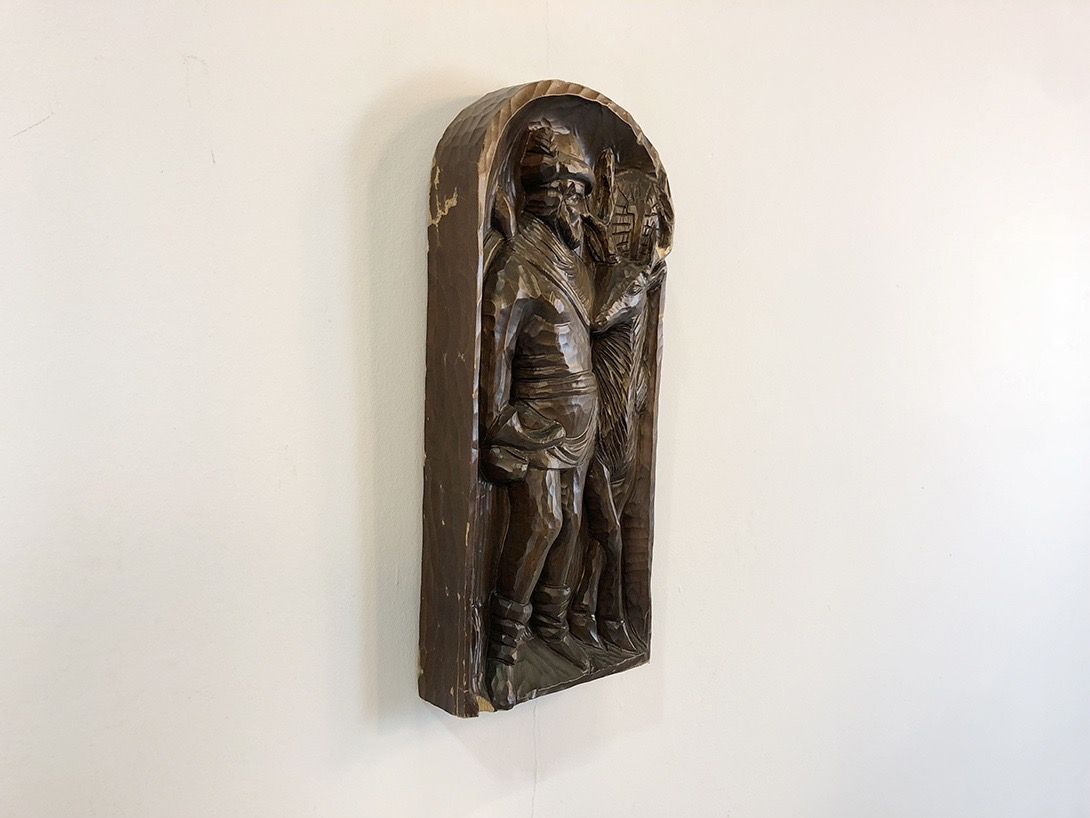 Foto Carved Wall Decoration Hunter with Deer h48x21 17D12