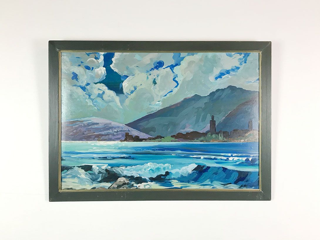 Foto Oil Painting of Blue Scenery by the Ocean 23E7