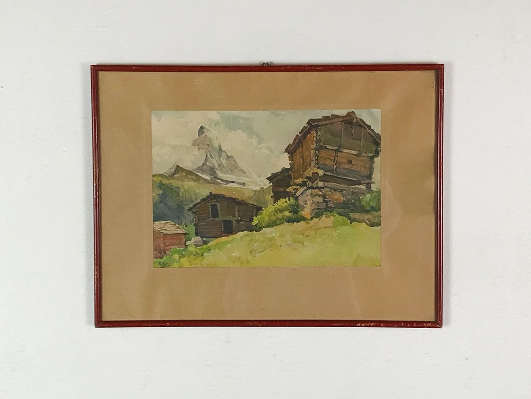 Foto Painting of Wooden Houses in the Alps 25C1