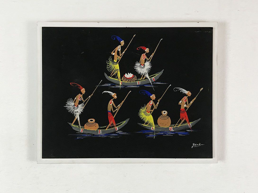 Foto Painting of Tribe People on Boats 27A2