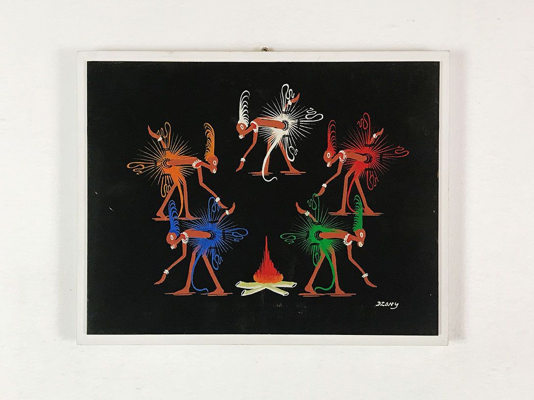 Foto Painting of Tribe People by a Fire 27A4