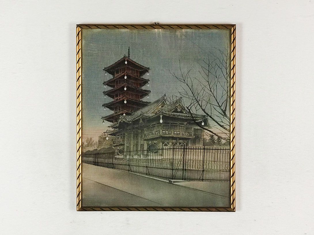 Foto Chinese Buildings Painted on Textile 27B14