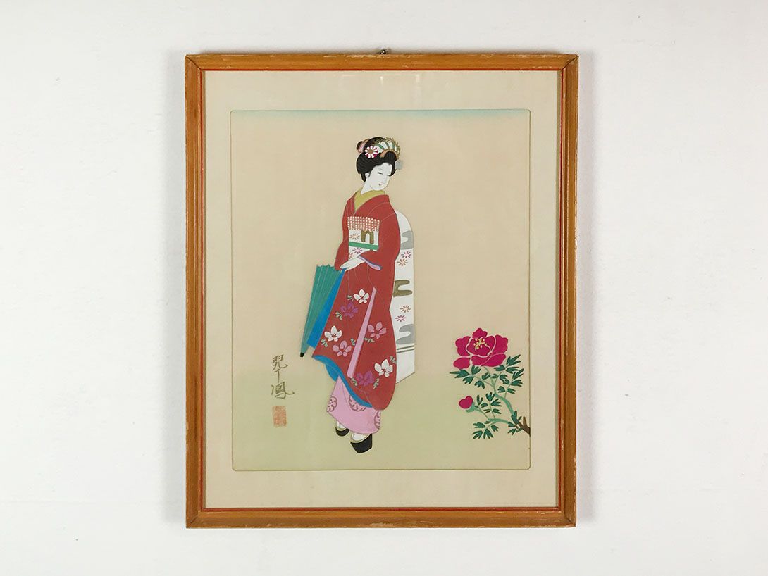 Foto Silk Painting of a Geisha 27D6