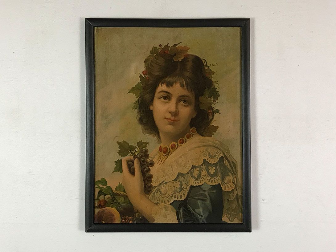 Foto Oil Portrait of a Woman with Wine Leaves 26D12