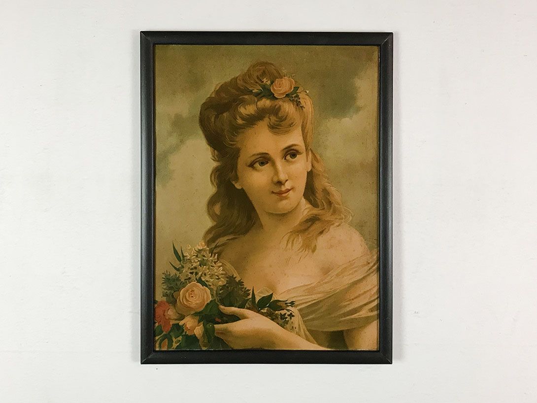 Foto Oil Portrait of a summery Woman with Flowers 26D10