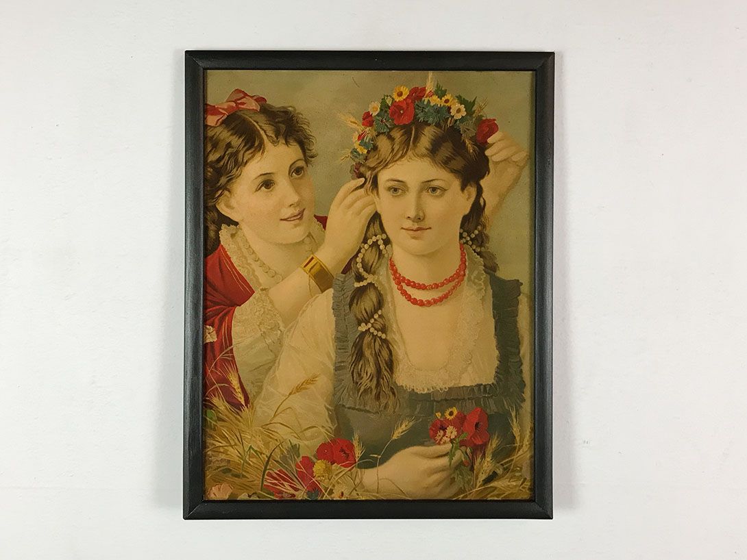 Foto Oil Painting of Two Girls with Flowers 26D9