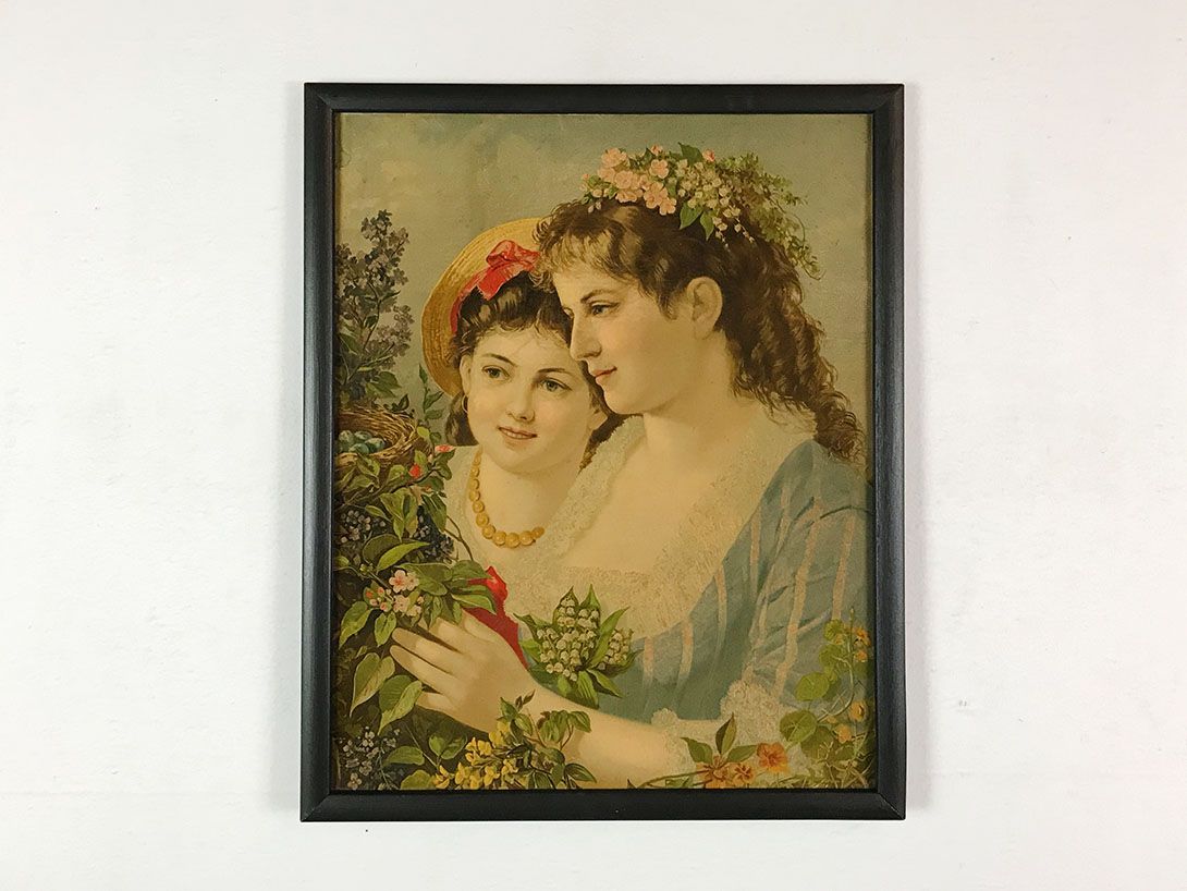 Foto Oil Painting of Two Girls with Flowers 26D8