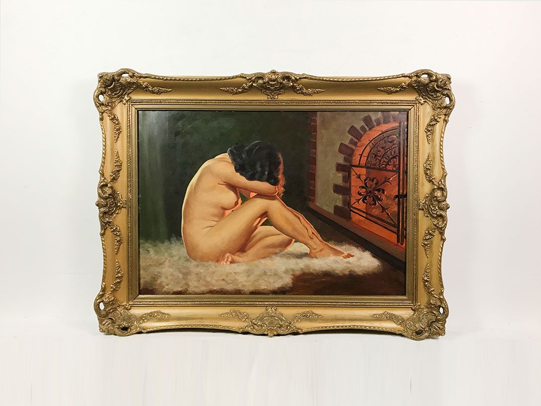Foto Naked Woman by a Fireplace 32C2