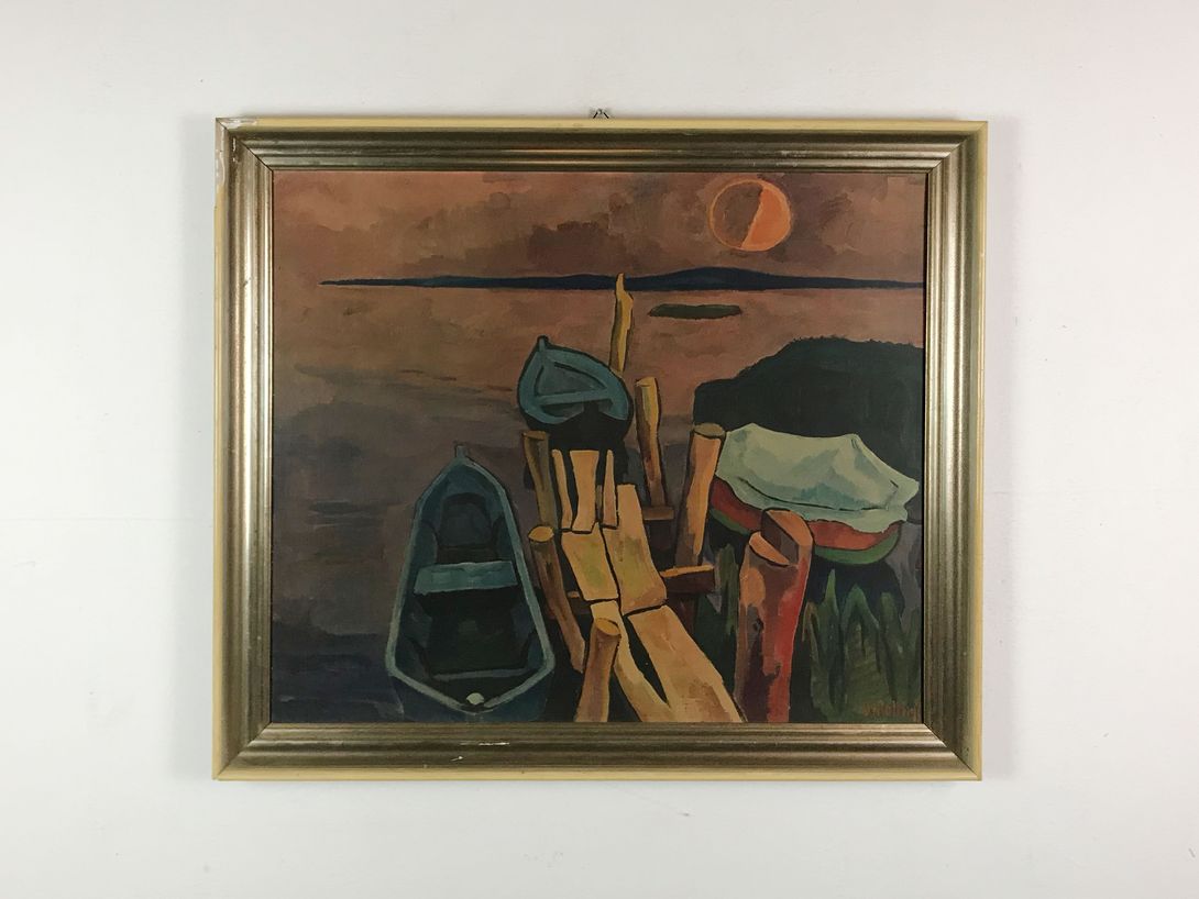 Foto Painting of Boats by the Pier 34C8