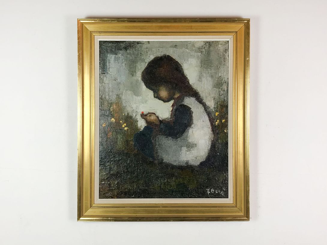 Foto Painting of a Small Girl with Flowers 35D11