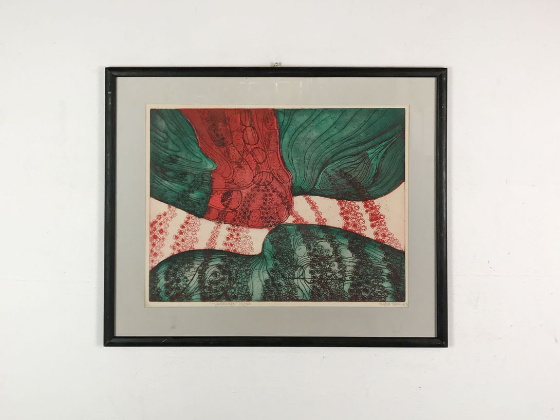 Foto Trippy Painting in Red and Green h63x73 37A1