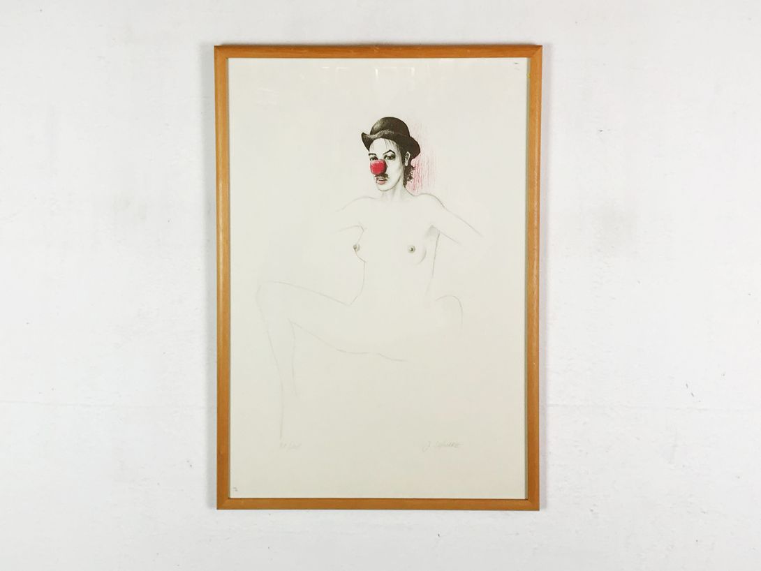 Foto Drawing of a Naked Clown Girl Bruxelles 1978 h64x45 35A145