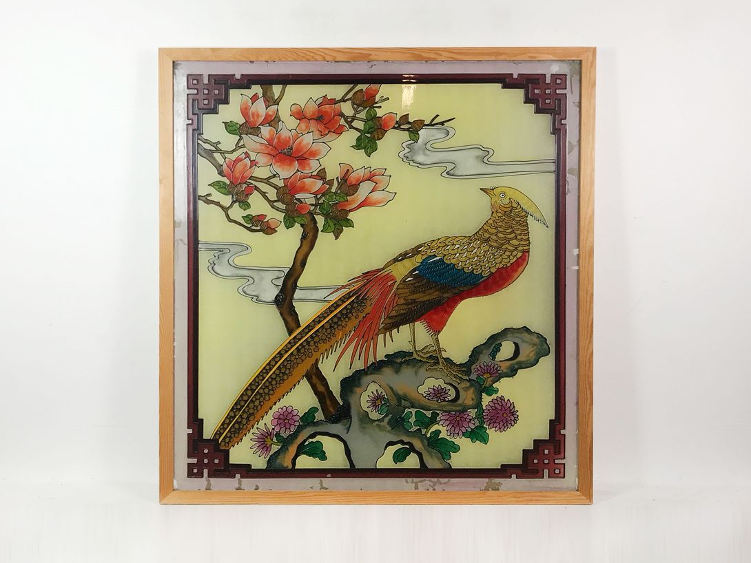 Foto Chinese Glass Painting Bird on Branch h135x119 5C2