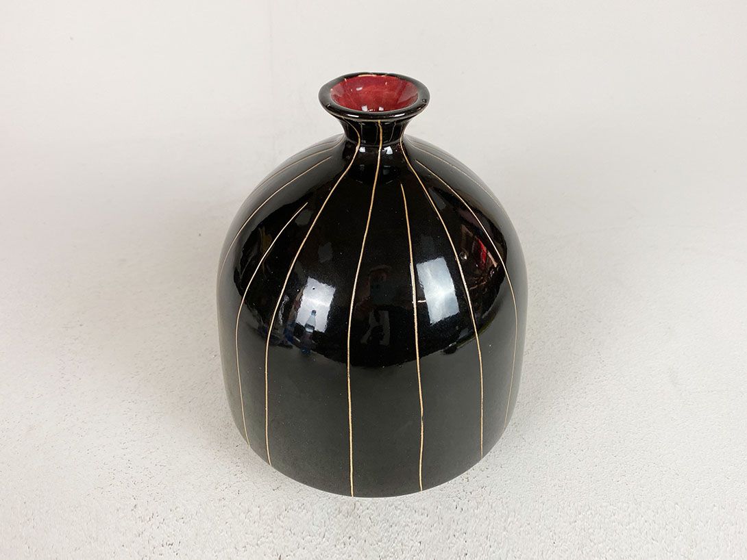 Foto Shiny and Striped Black Vase h25x20 E6