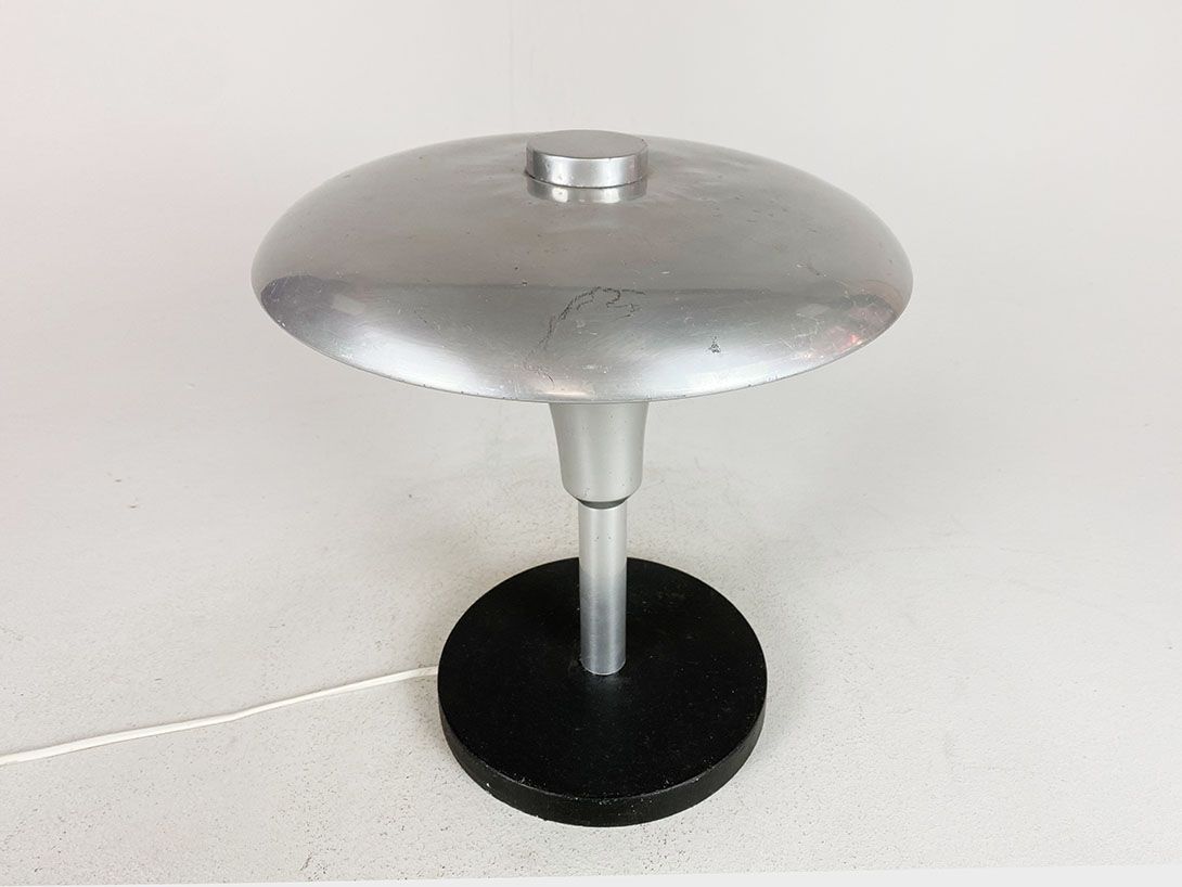 Foto Silver Space Age Mushroom Desk Lamp h36