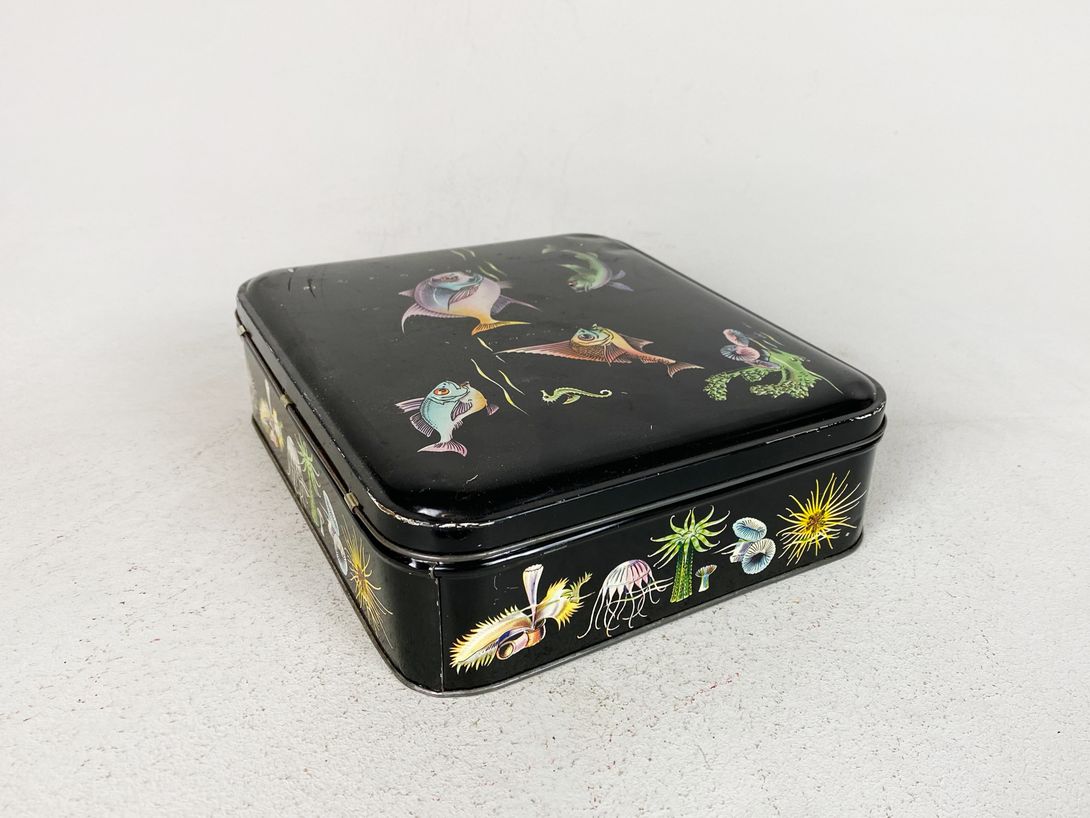 Foto Black Tin Box with Fish h7x24x20