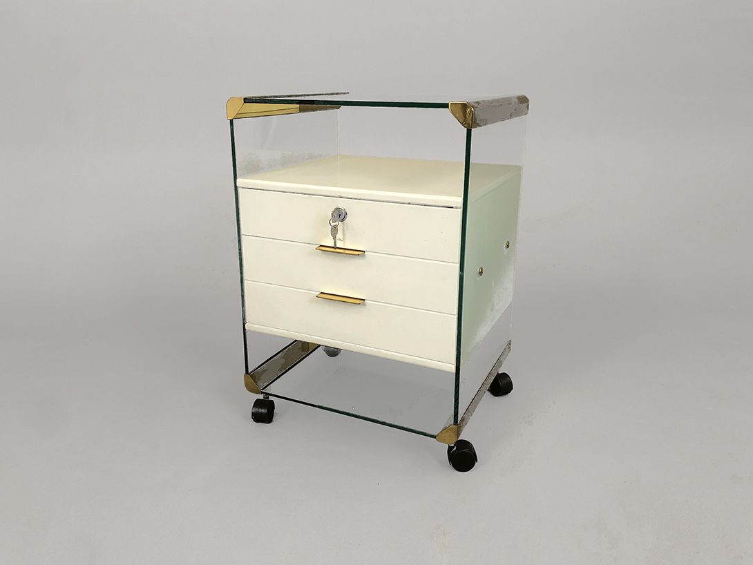 Foto Gallotti and Radice Glass and Brass Side Desk Drawer h66x45x40