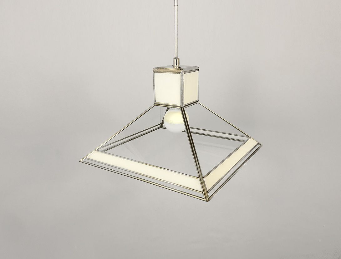 Foto White Glass Pyramid Pendant Lamp h37