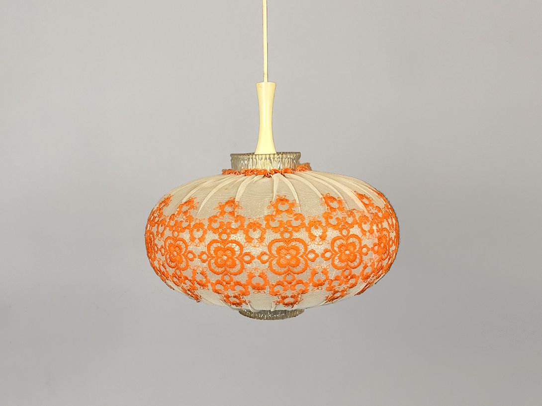 Foto Textile Orange Pattern Pendant Lamp ø40