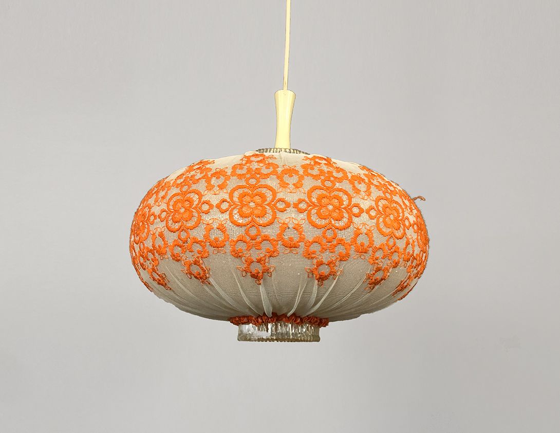 Foto Textile Orange Pattern Pendant Lamp ø40