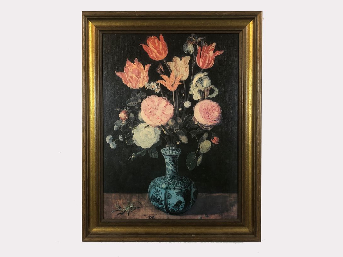 Foto Still Life with Flower Bouquet and Blue Chinese Vase h62x49 28B12