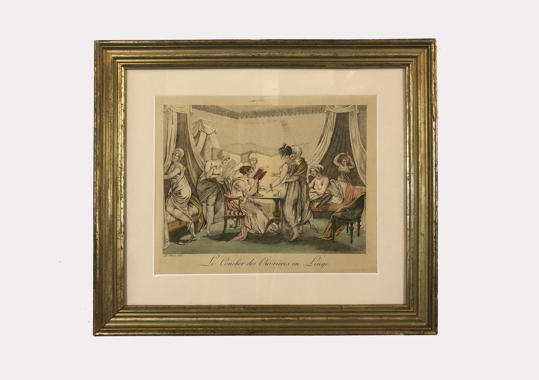 Foto French Coloured Erasure of a Boudoir Scene h43x49 26A13