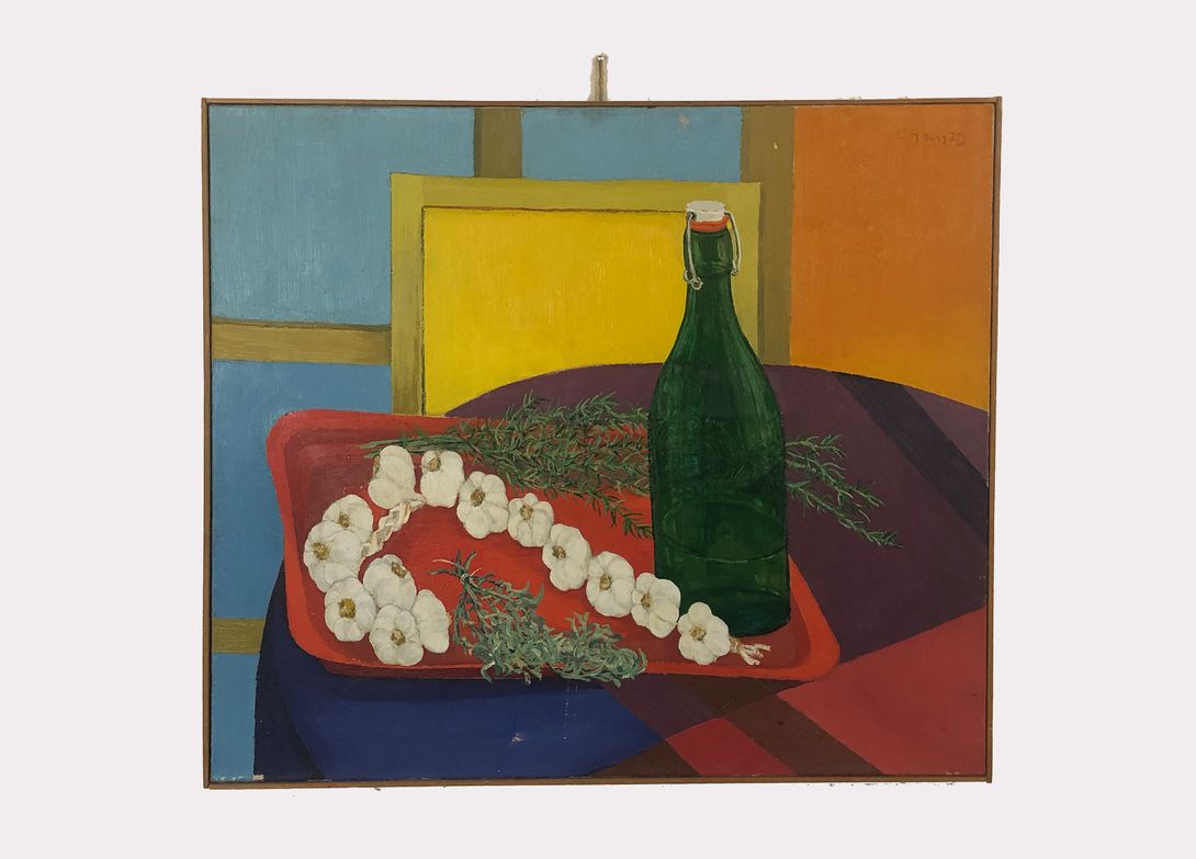Foto Colorful Still Life Oil Painting with Garlic h71 5A7