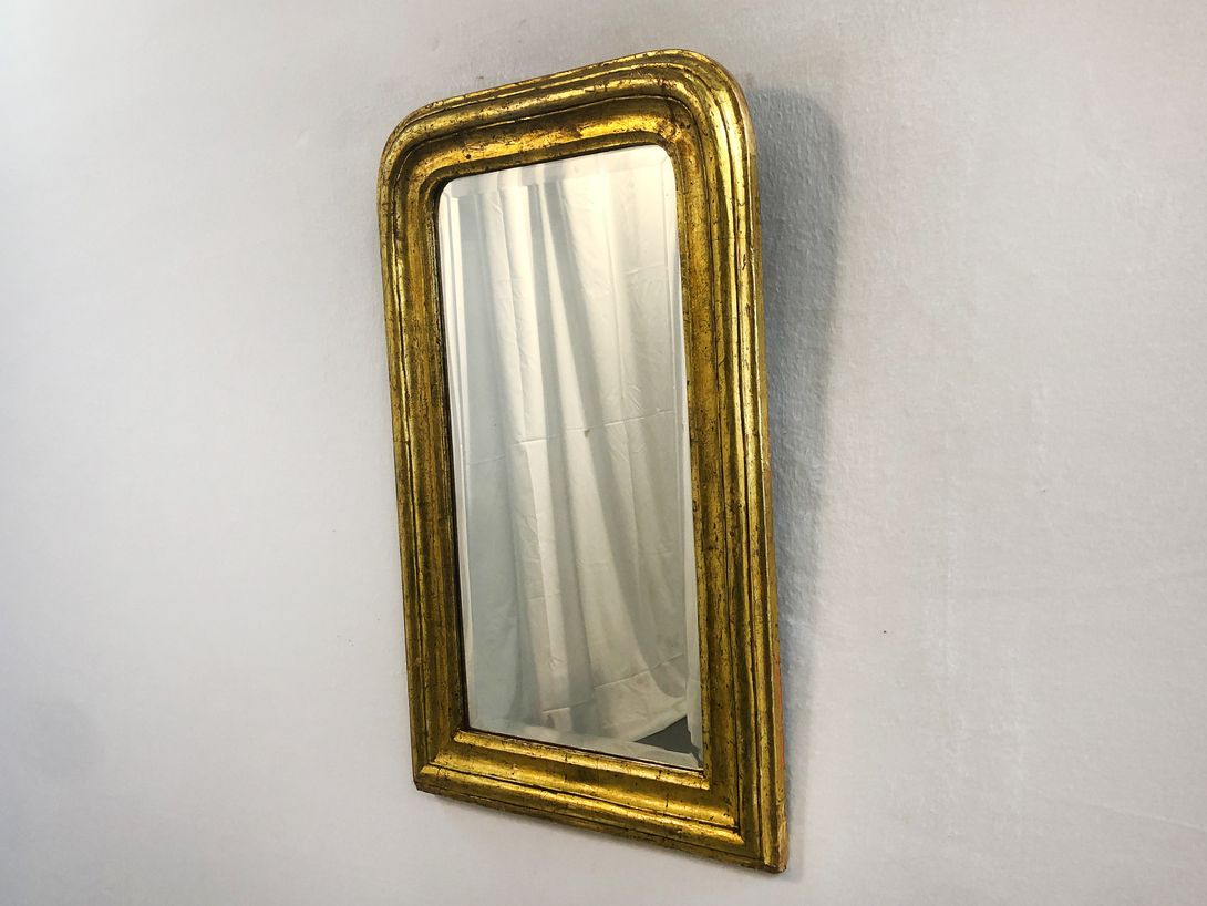 Foto Art Deco Mirror with Gold Patina Wooden Frame h80x52