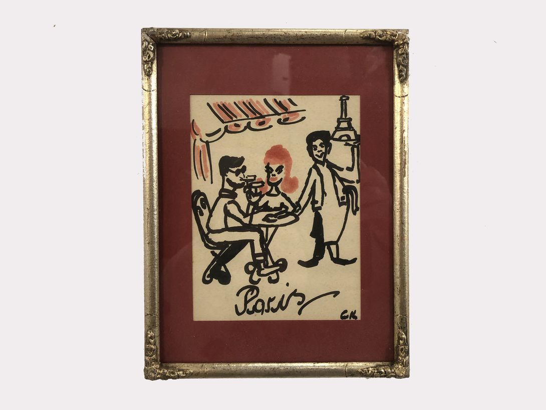 Foto Small Hand Drawn Cartoon Paris Café h25x18 12A6