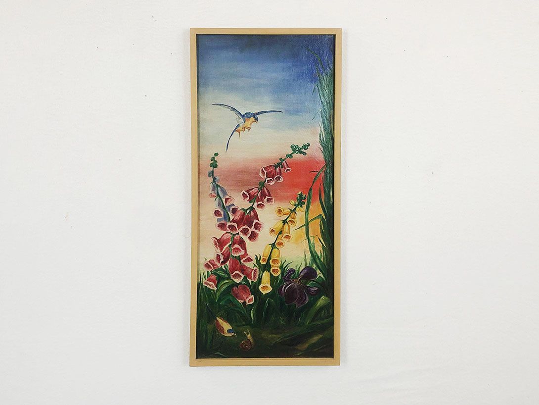Foto Set of Three Paintings of Birds and Flowers 24D6