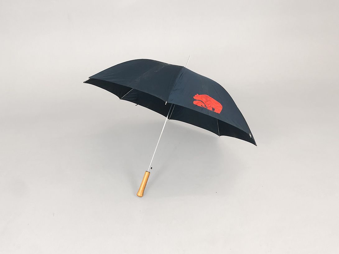 Foto Blue Umbrella with Two Red Polar Bears