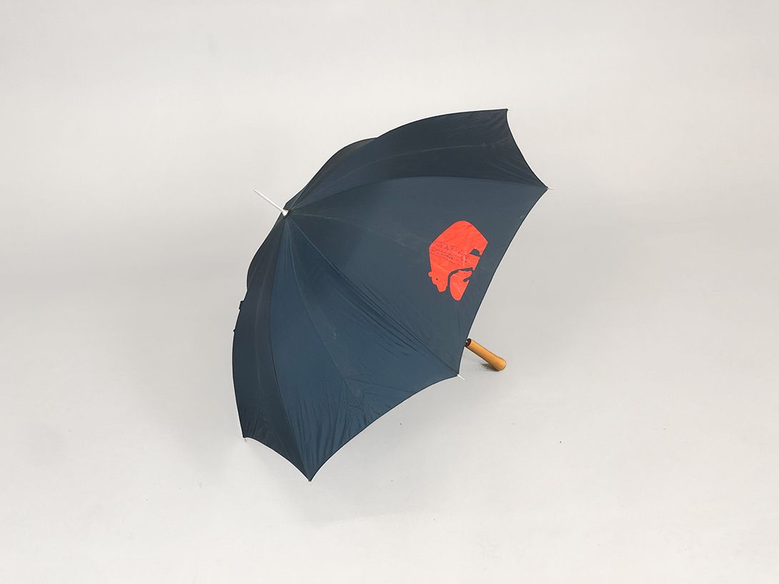 Foto Blue Umbrella with Two Red Polar Bears