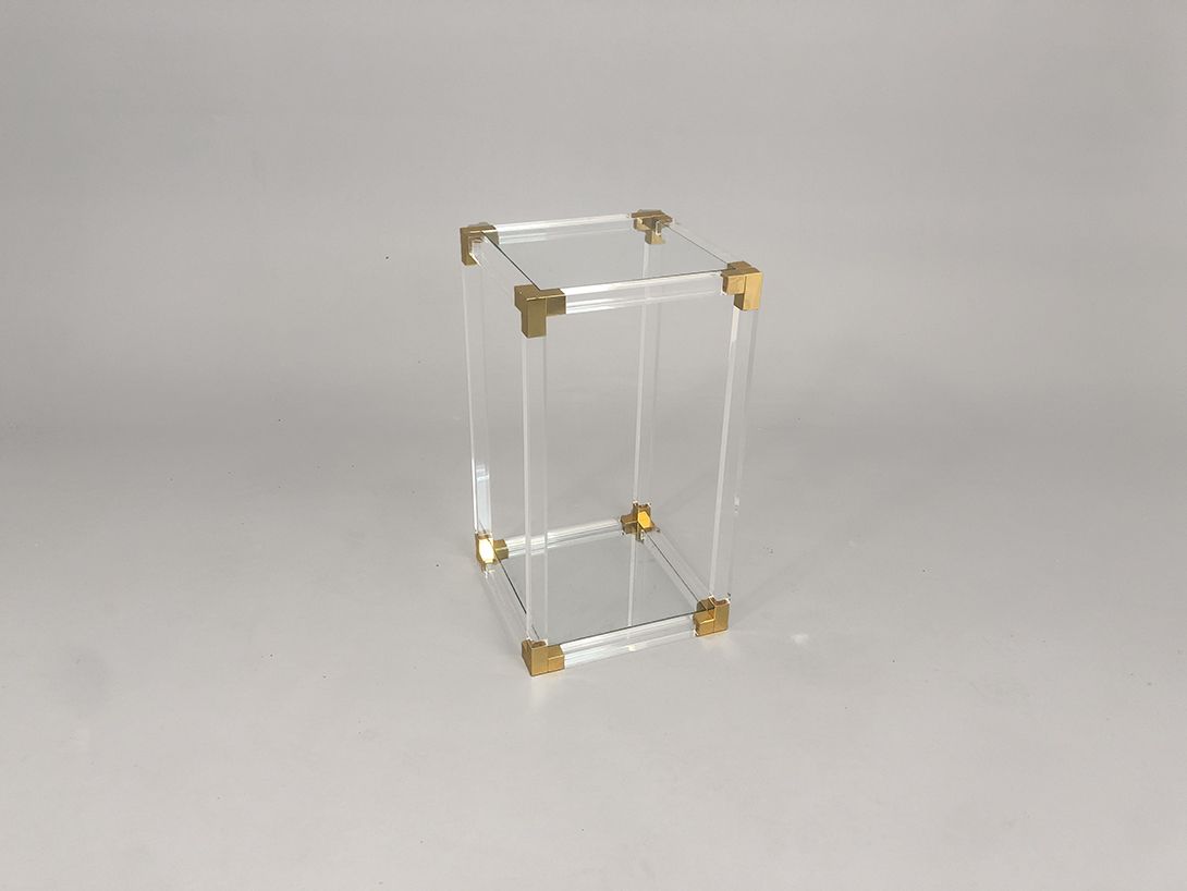 Foto Transparent Side Table with Brass Edges h70x33x33