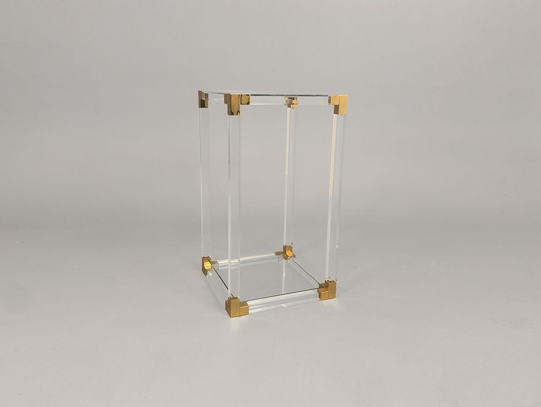 Foto Transparent Side Table with Brass Edges h70x33x33