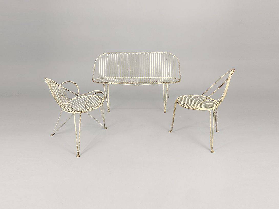 Foto Patinated Mauser Garden Side Chair Kassel 1954
